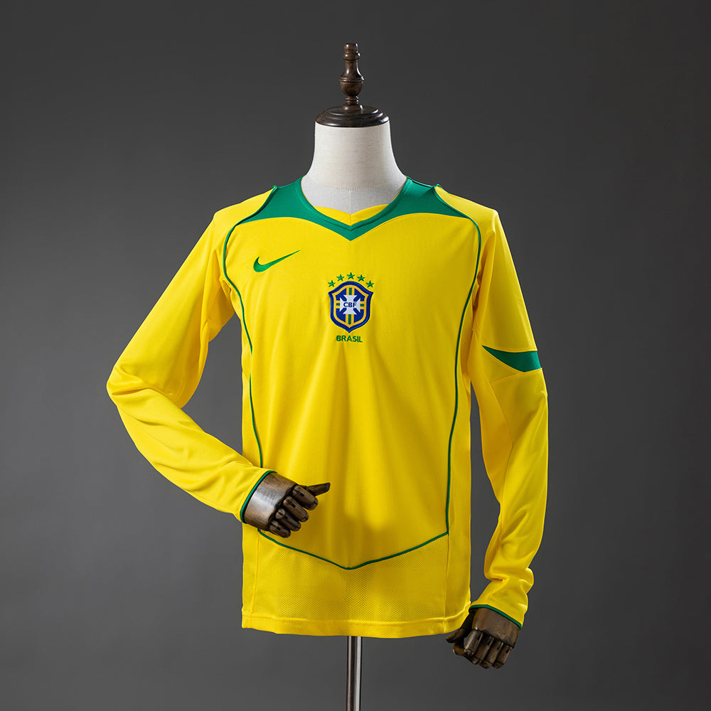 Maillot Rétro Brésil 2004 Domicile Manche Longue