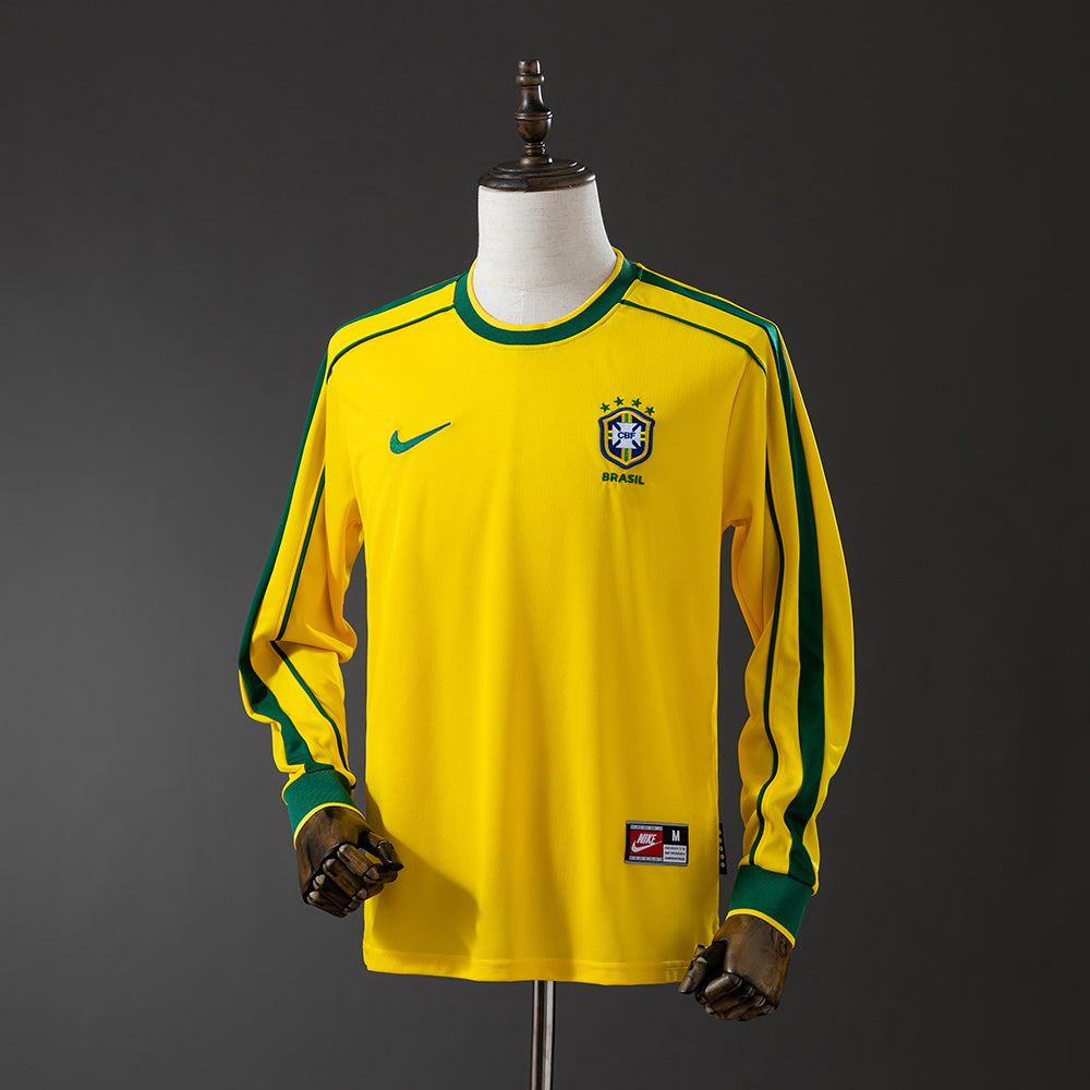 Maillot Rétro Brésil 1998 Domicile Manche Longue