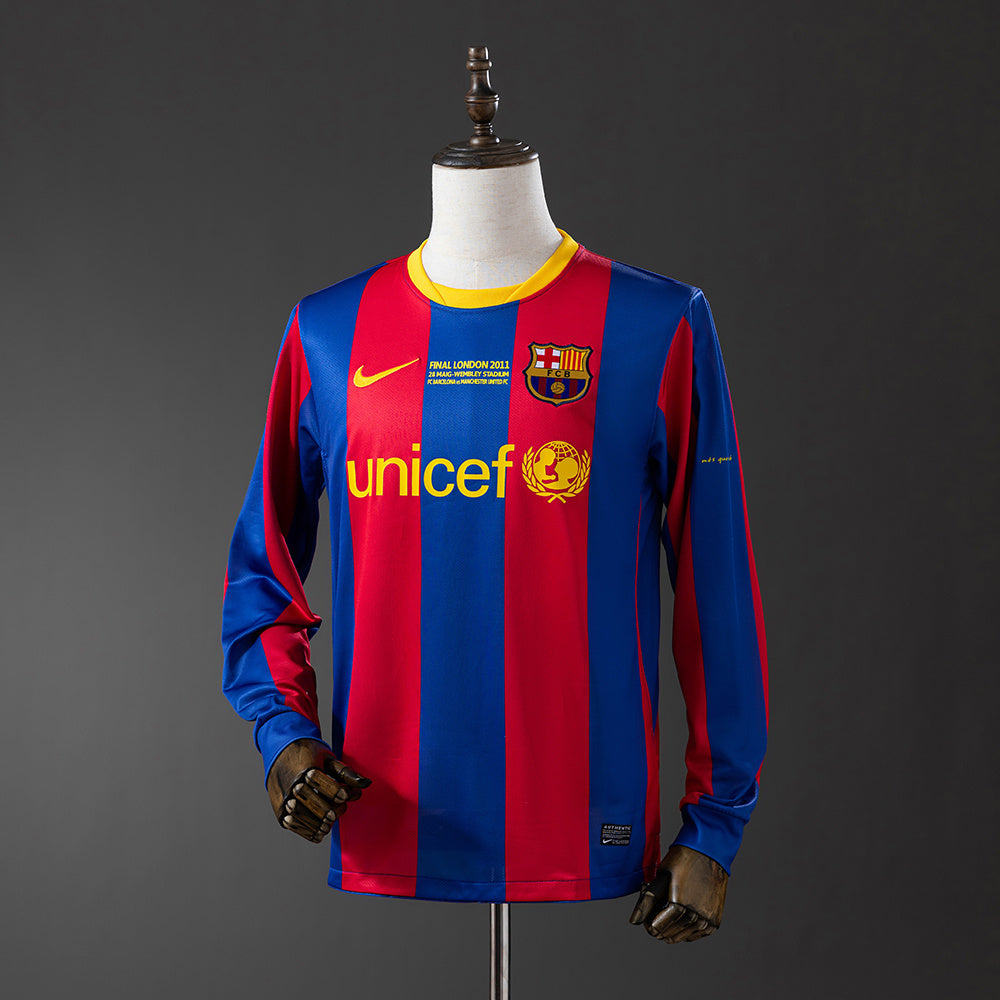 Maillot Rétro Barcelone 2010/11 Domicile Édition Ligue des Champions Manche Longue