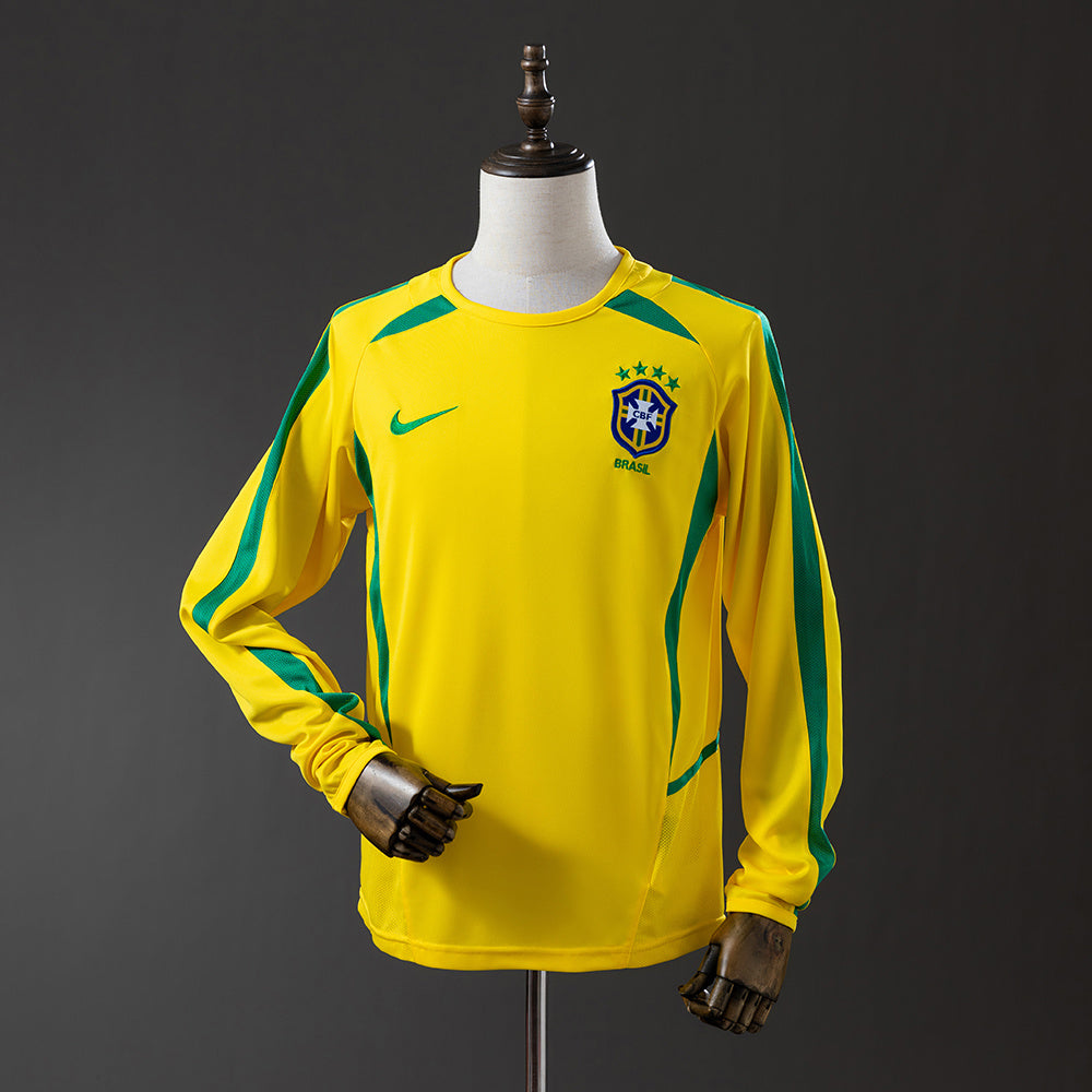 Maillot Rétro Brésil 2002 Domicile Manche Longue