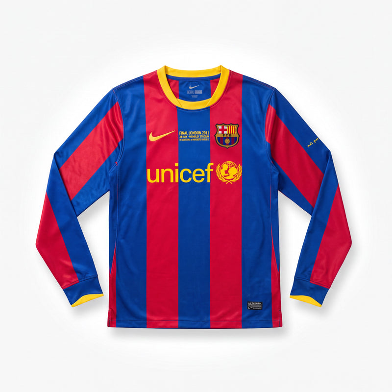 Maillot Rétro Barcelone 2010/11 Domicile Édition Ligue des Champions Manche Longue
