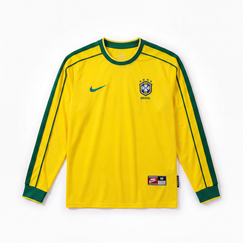 Maillot Rétro Brésil 1998 Domicile Manche Longue