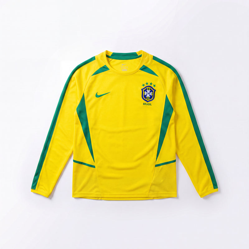 Maillot Rétro Brésil 2002 Domicile Manche Longue