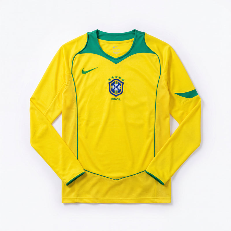 Maillot Rétro Brésil 2004 Domicile Manche Longue